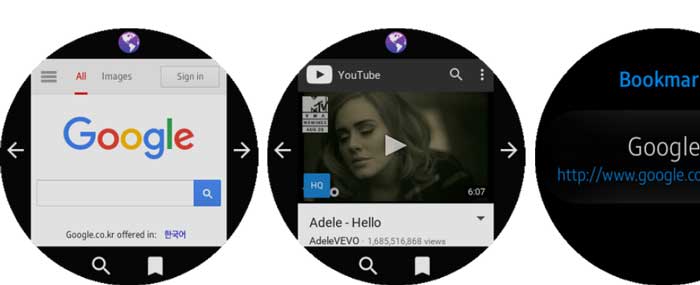 Aplicația GearBrowser pentru ceasul Samsung Galaxy este activă
