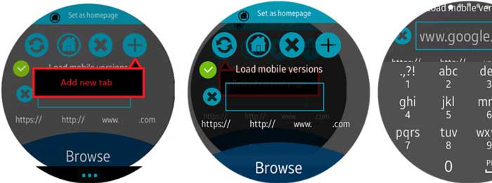 Aplicație WebBrowser pentru smartwatch-uri Samsung